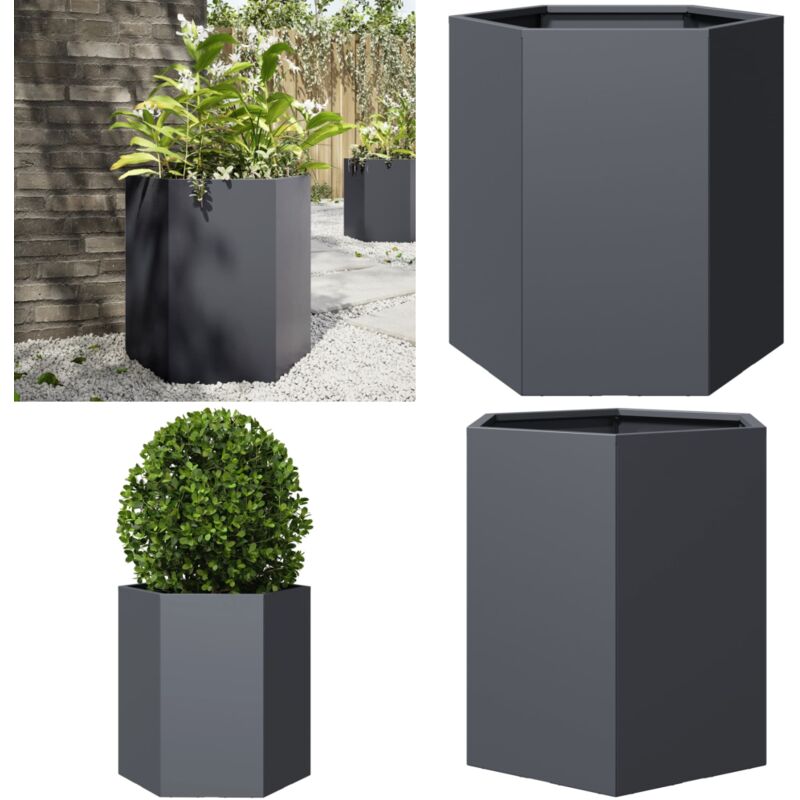 Vidaxl - Jardinière anthracite hexagone 46x40x45 cm acier