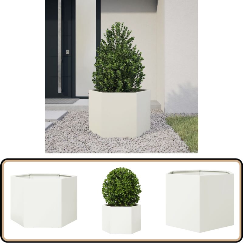 Vidaxl - Jardinière blanc hexagone 69x60x45 cm acier