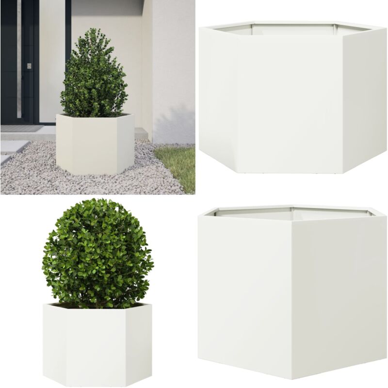 Vidaxl - Jardinière blanc hexagone 69x60x45 cm acier