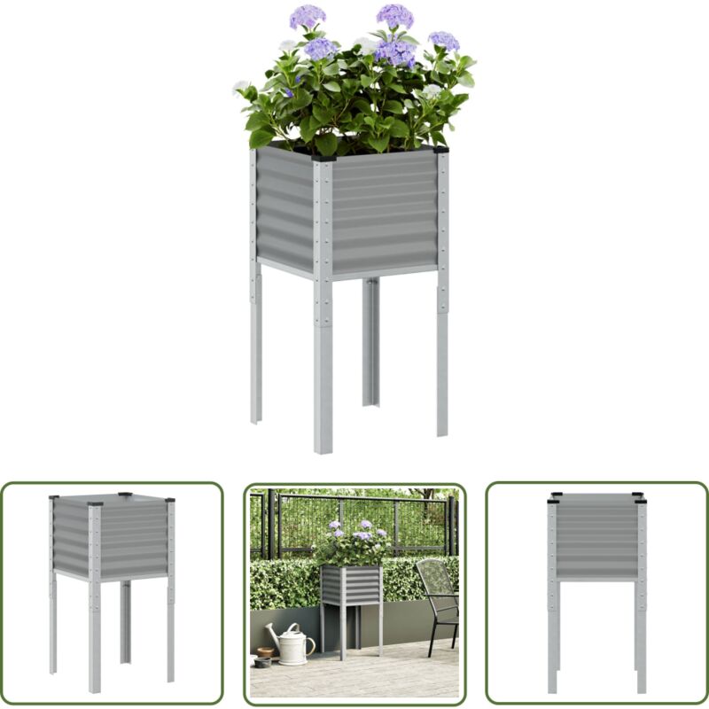 The Living Store - vidaXL Jardinière gris 45x45x88 cm acier