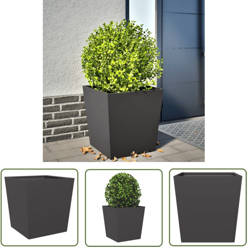 The Living Store - vidaXL Jardinière noir 50x50x50 cm acier