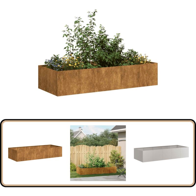 vidaXL Jardinière rouillé 200x80x40 cm acier inoxydable