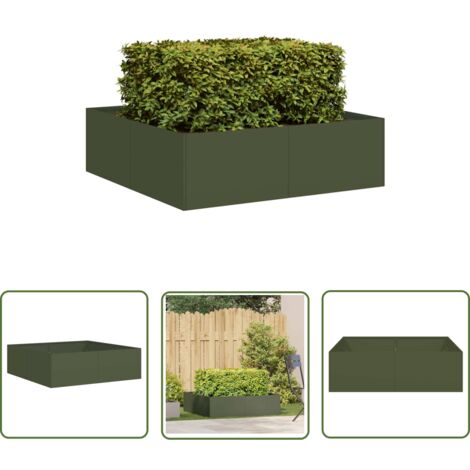 vidaXL Jardinière vert olive 100x100x30 cm acier