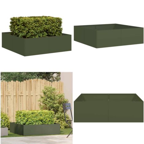 vidaXL Jardinière vert olive 100x100x30 cm acier