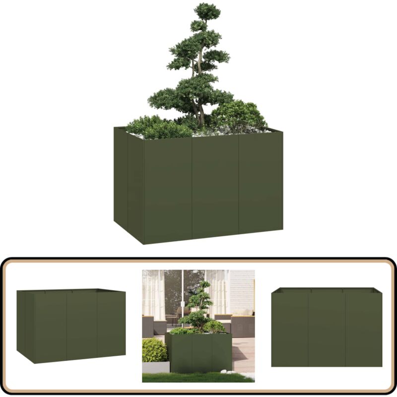 Vidaxl - Jardinière vert olive 120x80x80 cm acier