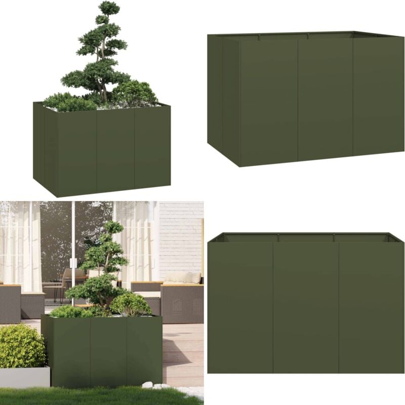 vidaXL Jardinière vert olive 120x80x80 cm acier