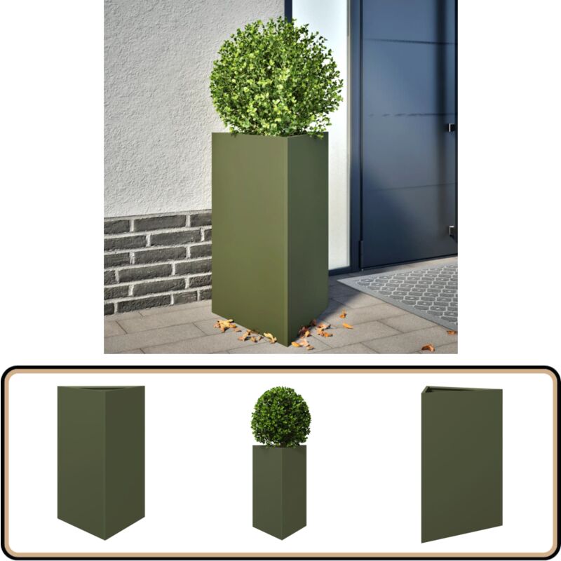 Vidaxl - Jardinière vert olive triangulaire 50x43x75 cm acier
