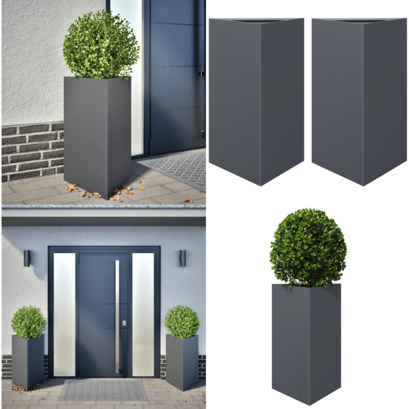 Vidaxl - Jardinières 2 pcs anthracite triangulaire 50x43x75 cm acier