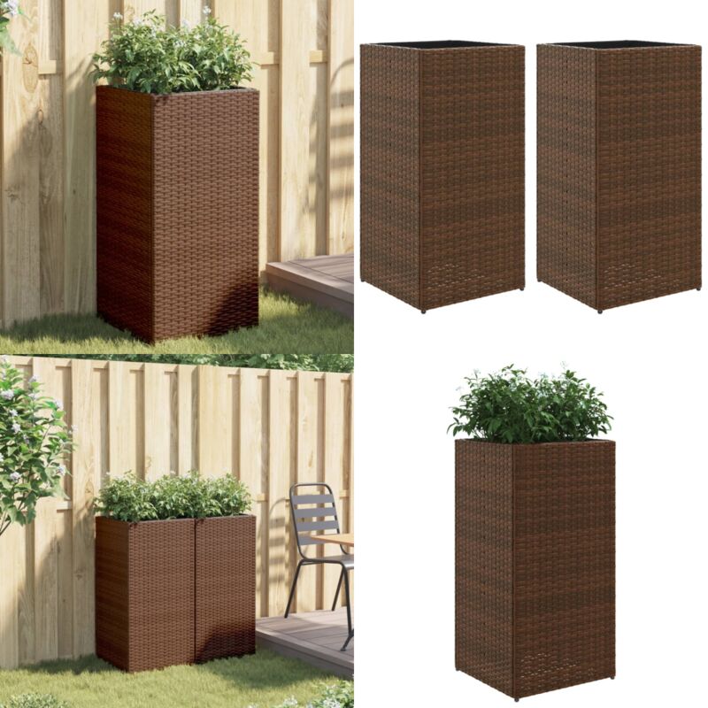 Vidaxl - Jardinières 2 pcs marron 40x40x80 cm résine tressée