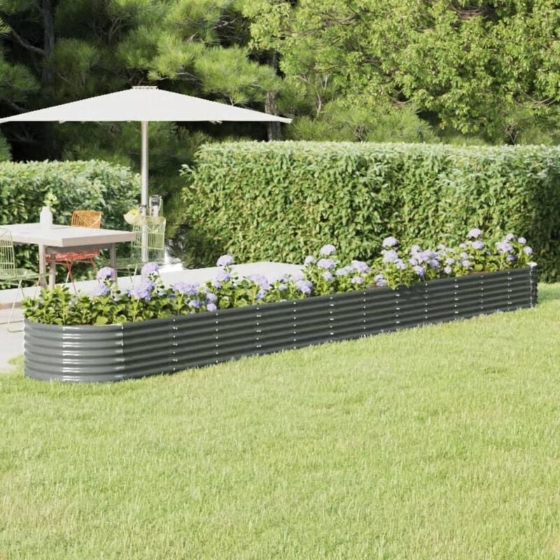Vidaxl - Lit surélevé de jardin Acier enduit de poudre 512x80x36 cm gris