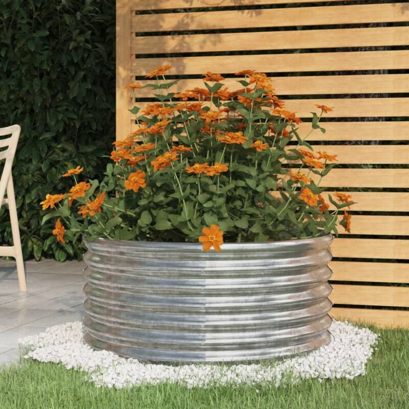Vidaxl - Jardinière de jardin Acier enduit de poudre 80x80x36 cm Argenté