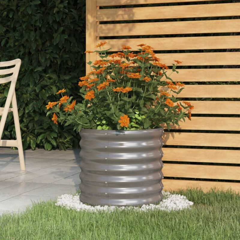 Vidaxl - Jardinière de jardin Acier enduit de poudre 40x40x36 cm Gris