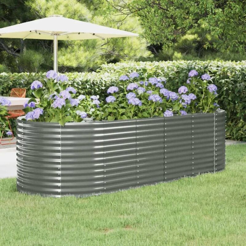 Vidaxl - Lit surélevé de jardin Acier enduit de poudre 249x100x68cm gris