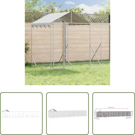 vidaXL Jaula con techo -  Perrera de exterior con techo acero galvanizado plata 14x2x2,5m