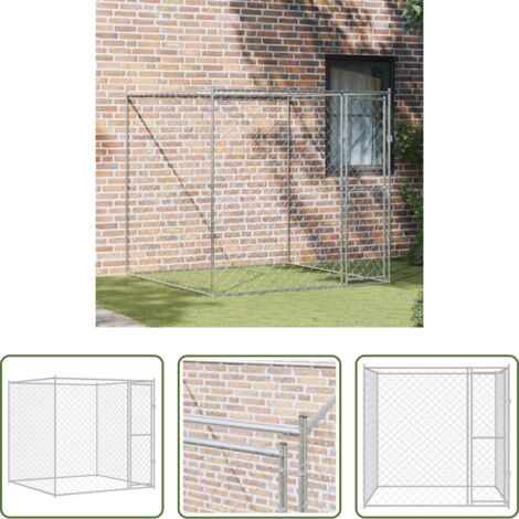 vidaXL Jaula de acero galvanizado - Jaula para perro Plateado 200 x 200 x 200 cm Acero Galvanizado