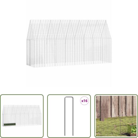 vidaXL Jaula exterior -  Jaula para conejos Plateado 400 x 100 x 210 cm