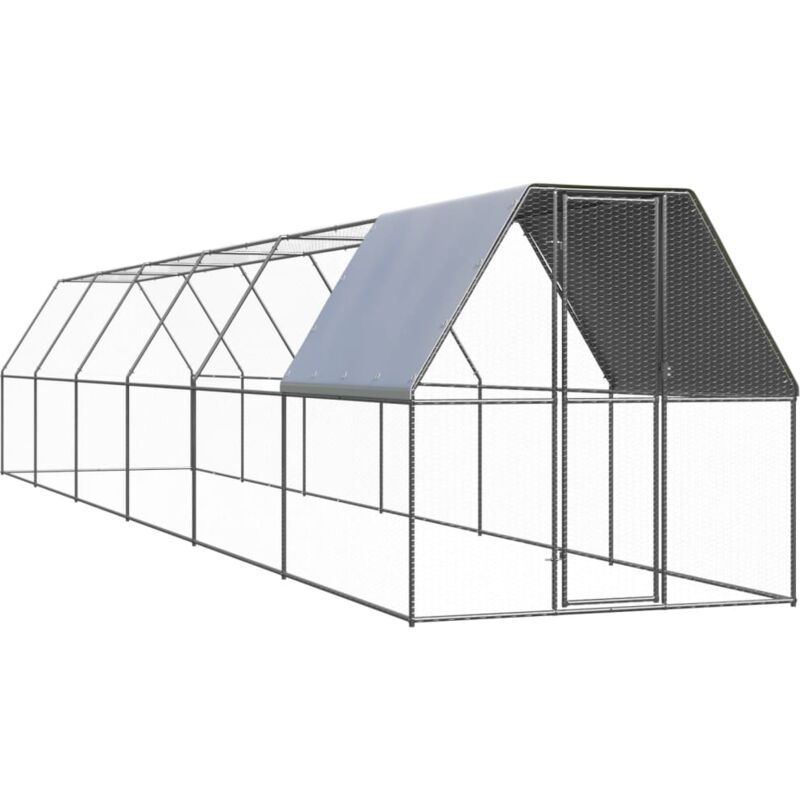 

vidaXL Jaula gallinero de exterior de acero galvanizado 2x12x2 m - Plateado