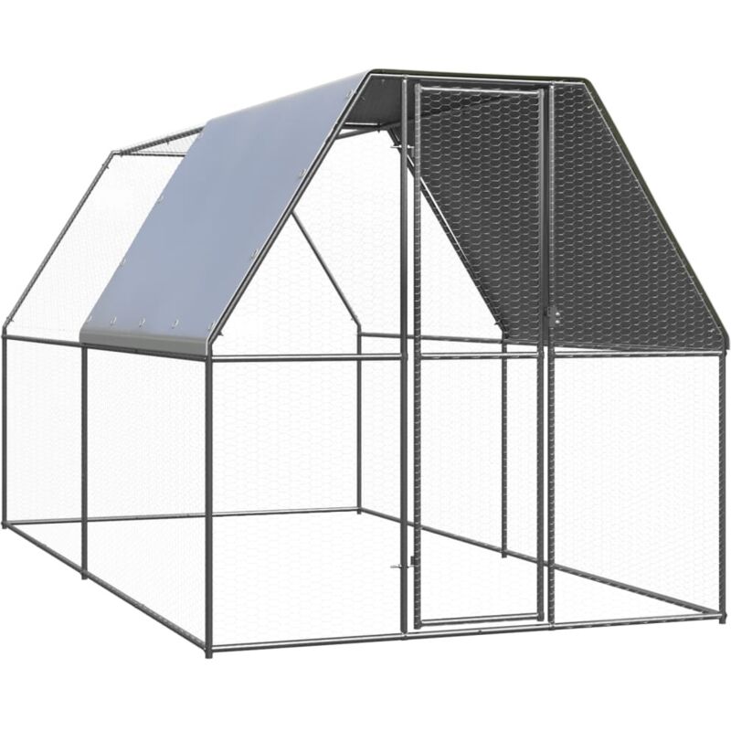 

vidaXL Jaula gallinero de exterior de acero galvanizado 2x4x2 m - Plateado