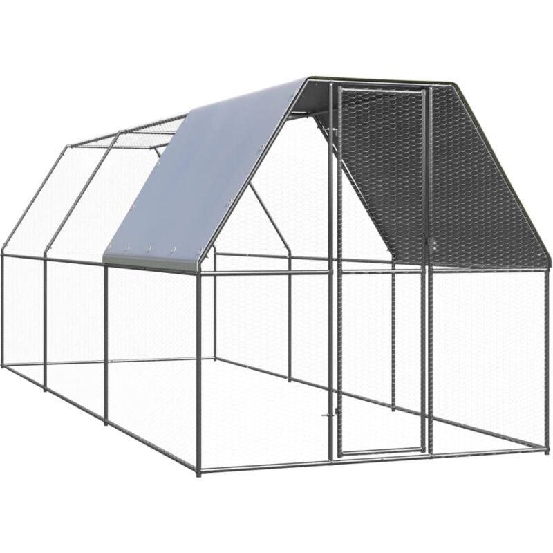 

vidaXL Jaula gallinero de exterior de acero galvanizado 2x6x2 m - Plateado