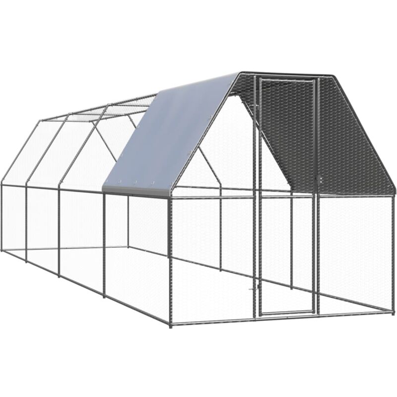

vidaXL Jaula gallinero de exterior de acero galvanizado 2x8x2 m - Plateado