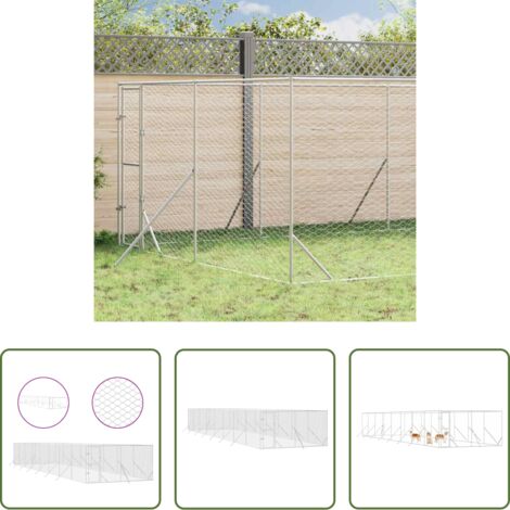 vidaXL Jaula para animales -  Perrera de exterior acero galvanizado plateado 4x16x2 m