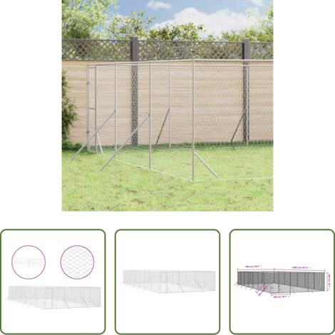 vidaXL Jaula para animales -  Perrera de exterior acero galvanizado plateado 6x14x2 m