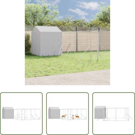 vidaXL Jaula para animales - Perrera de exterior con techo acero galvanizado plata 6x6x2,5 m