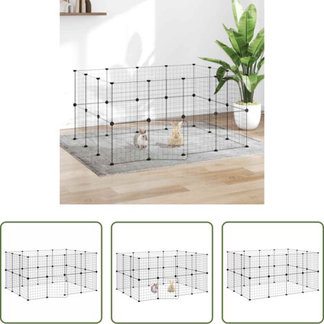 vidaXL Jaula para perros -  Jaula para mascotas de 28 paneles puerta acero negro 35x35 cm