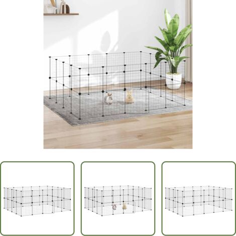 vidaXL Jaula para perros -  Jaula para mascotas de 36 paneles puerta acero negro 35x35 cm