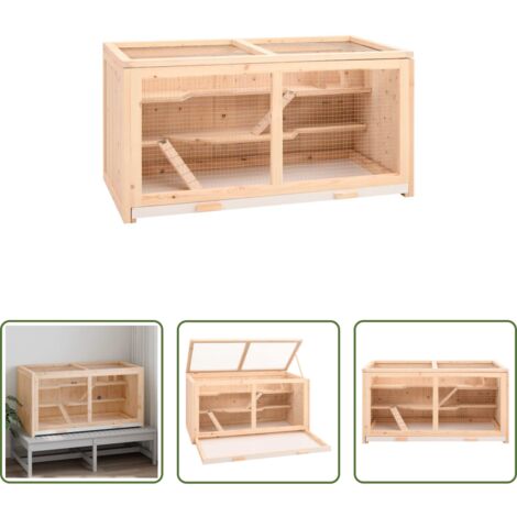 vidaXL Jaula para roedores -  Jaula para hámster 104x52x54 cm de madera maciza de abeto