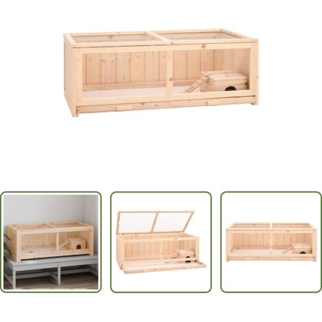vidaXL Jaula para roedores -  Jaula para hámster madera maciza abeto 104x52x38 cm