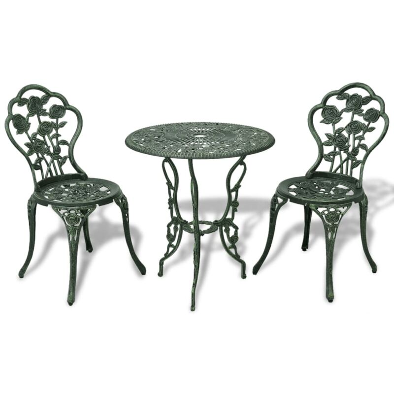 Ensemble de bistro 3 pcs Aluminium coulé Vert Vidaxl