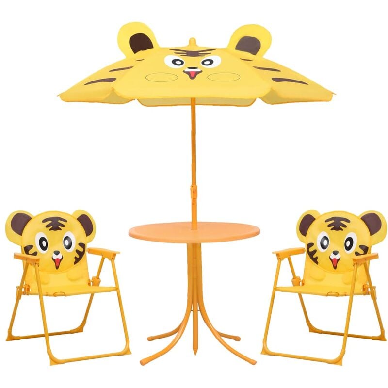 Garden Bistro Set pour les enfants avec parapluie et divers thèmes et couleurs sièges couleur : Lion jaune