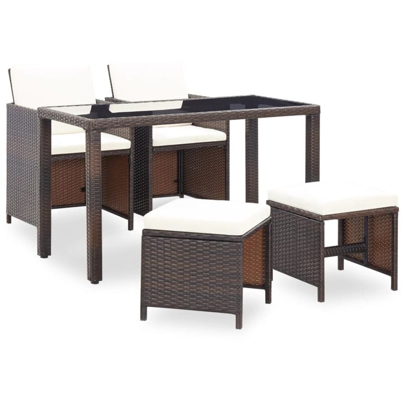 Vidaxl - Salon de jardin encastrable et coussins 5 pcs Rotin Marron