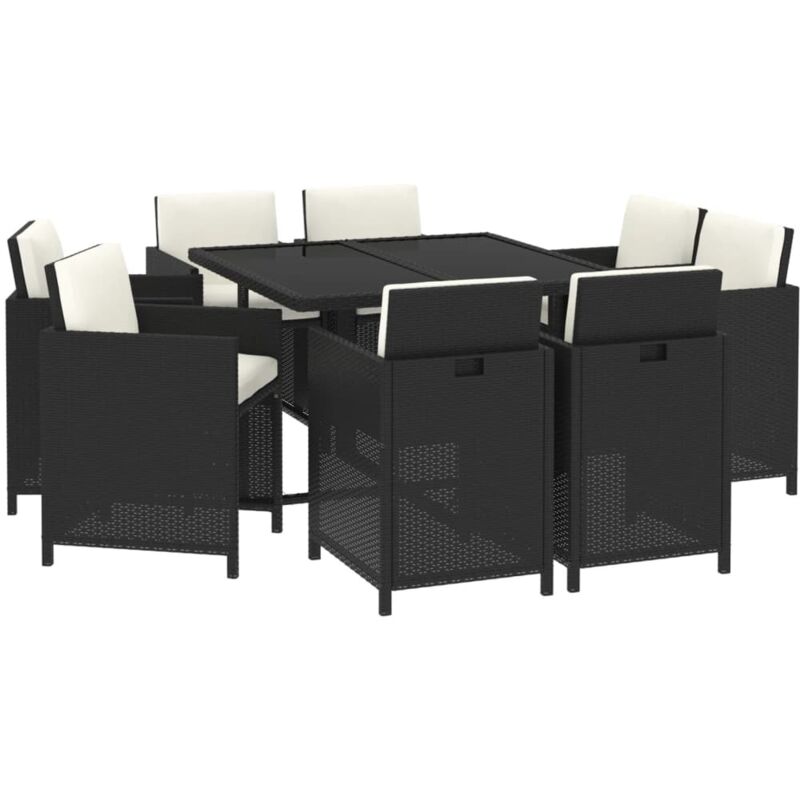 Ensemble à manger de jardin coussins 9pcs Résine tressée Noir vidaXL