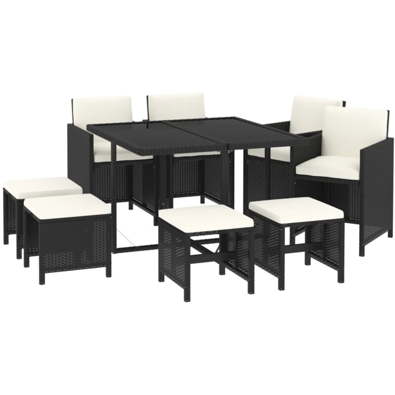 Vidaxl - Ensemble à manger de jardin coussins 9pcs Résine tressée Noir