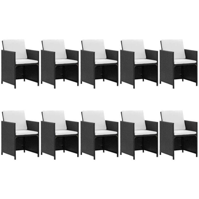 Vidaxl - Salon de jardin 11 pcs avec coussins Résine tressée Noir