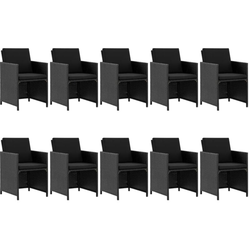 Vidaxl - Salon de jardin 11 pcs avec coussins Résine tressée Noir