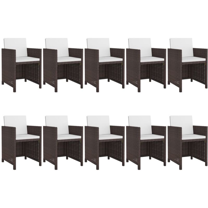 Vidaxl - Salon de jardin 11 pcs avec coussins Résine tressée Marron
