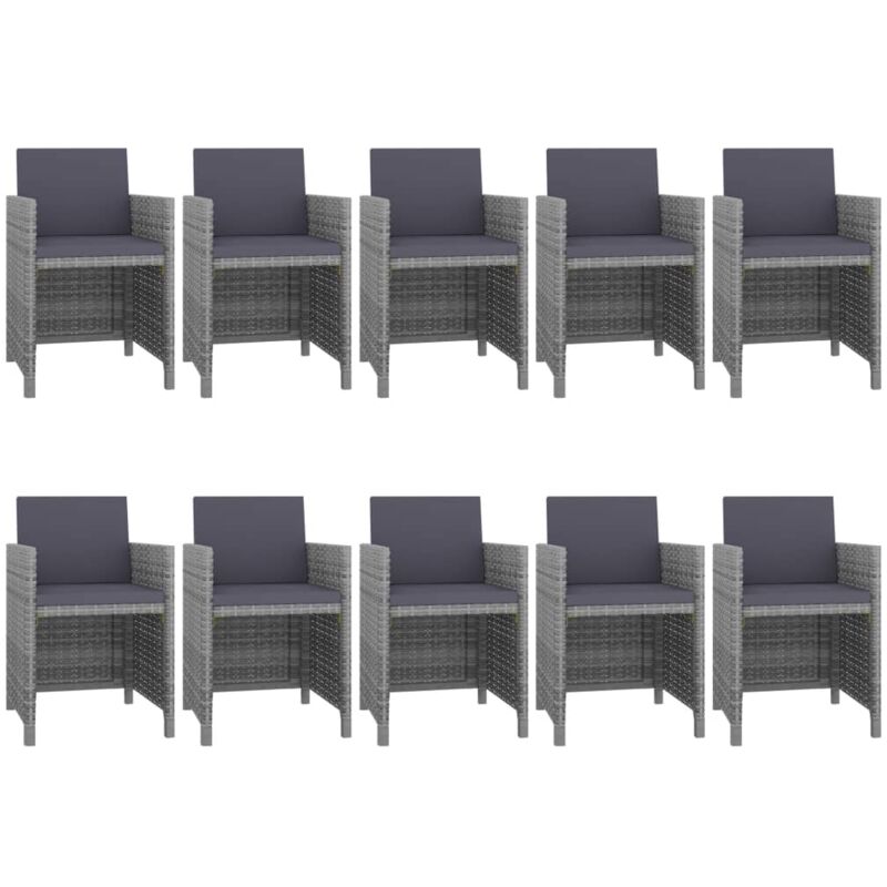 Vidaxl - Salon de jardin 11 pcs avec coussins Résine tressée Gris