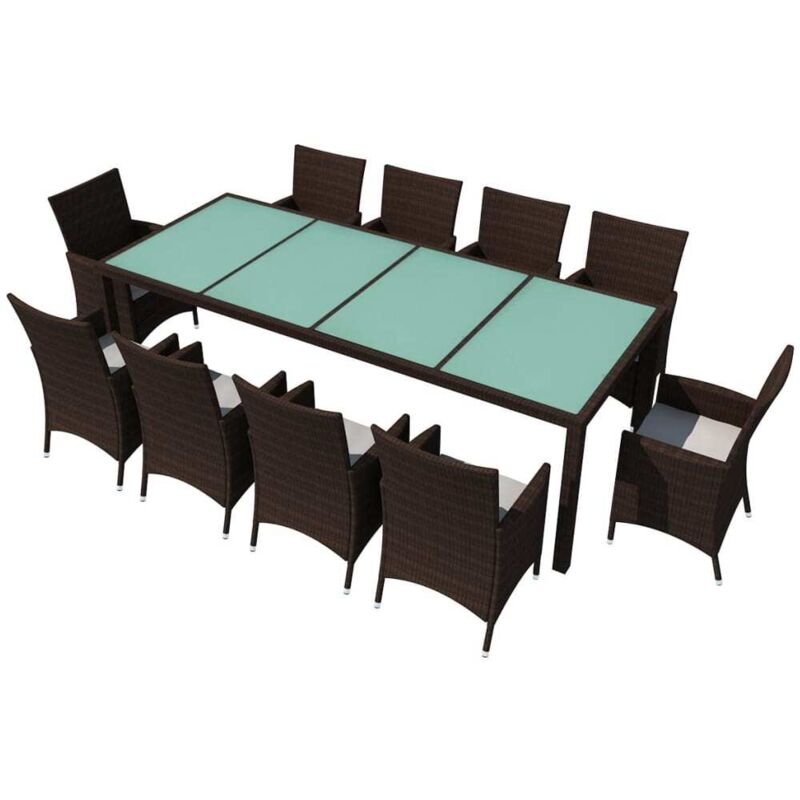 Vidaxl - Salon de jardin 11 pcs avec coussins Résine tressée Marron