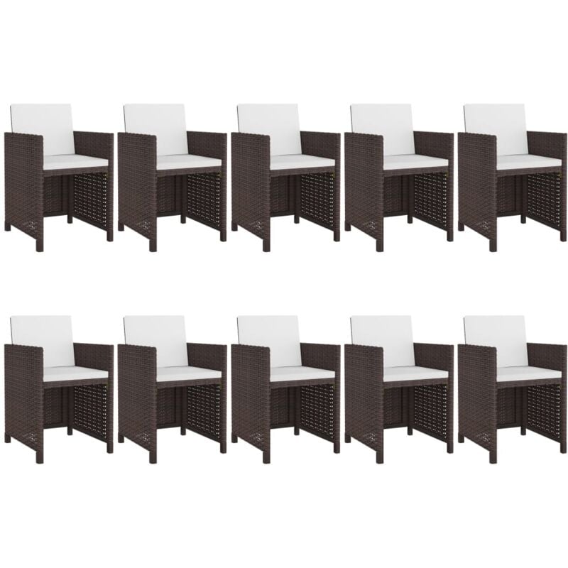 Vidaxl - Salon de jardin 11 pcs avec coussins Résine tressée Marron