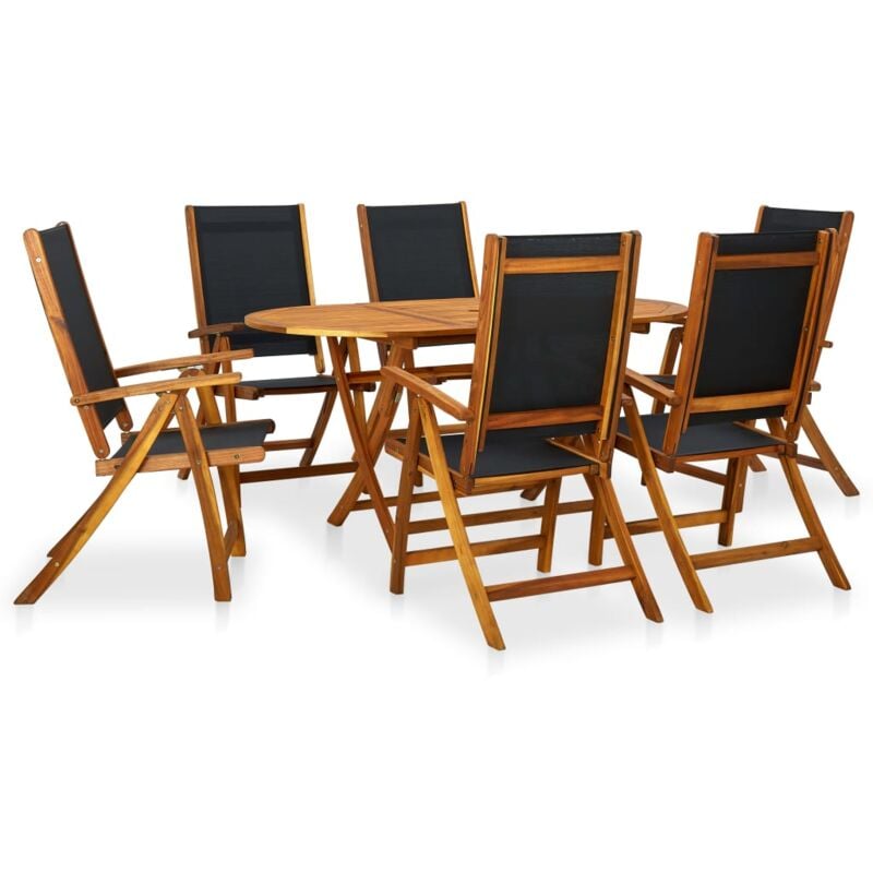 Ensemble à manger d'extérieur 7 pcs Bois d'acacia solide vidaXL