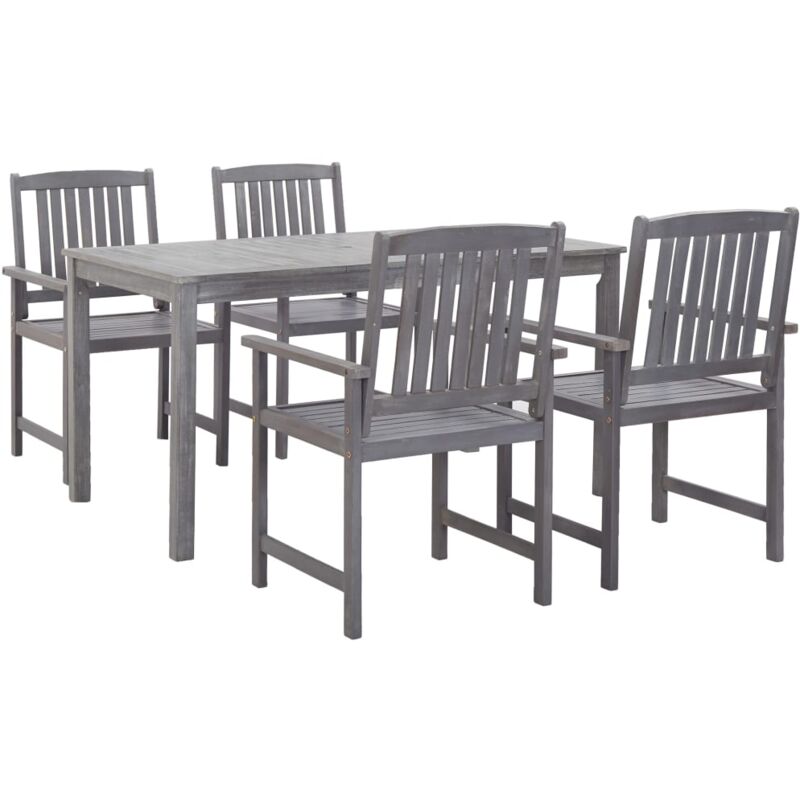 Ensemble à manger d'extérieur 5 pcs Gris Bois d'acacia solide vidaXL