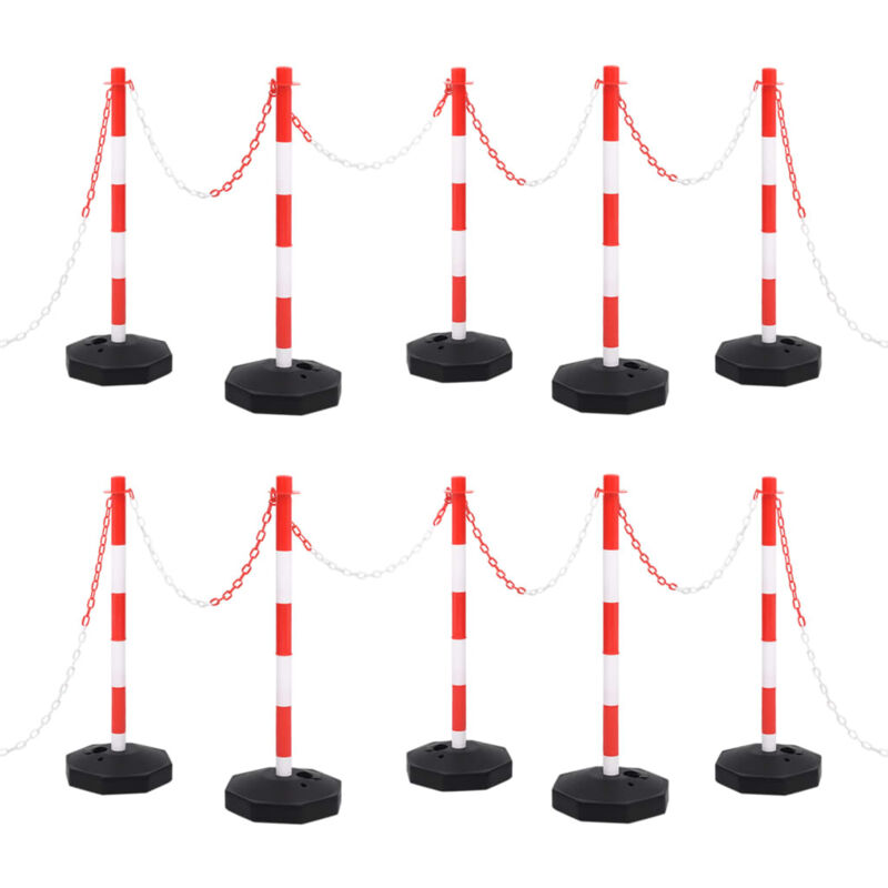 

vidaXL Juego de barrera con postes y cadena plástico 10 m