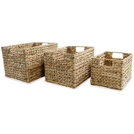 vidaXL Juego de cestas de almacenaje de jacinto de agua 3 unidades - Marrón