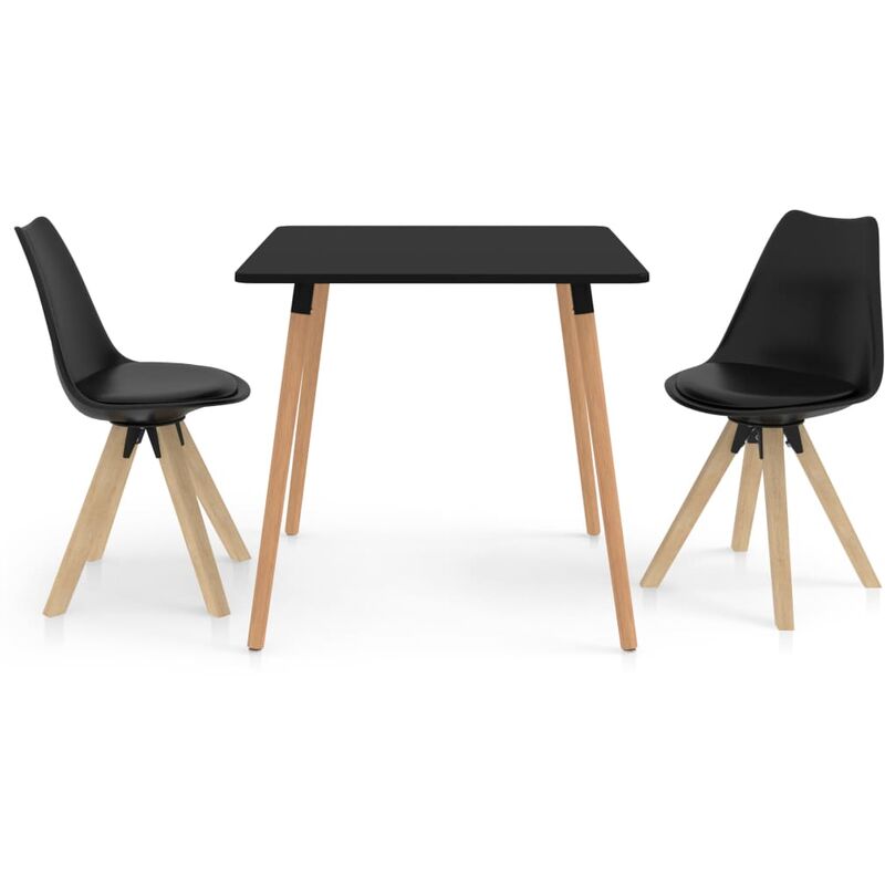 

Vidaxl - Juego de comedor 3 piezas negro - Negro