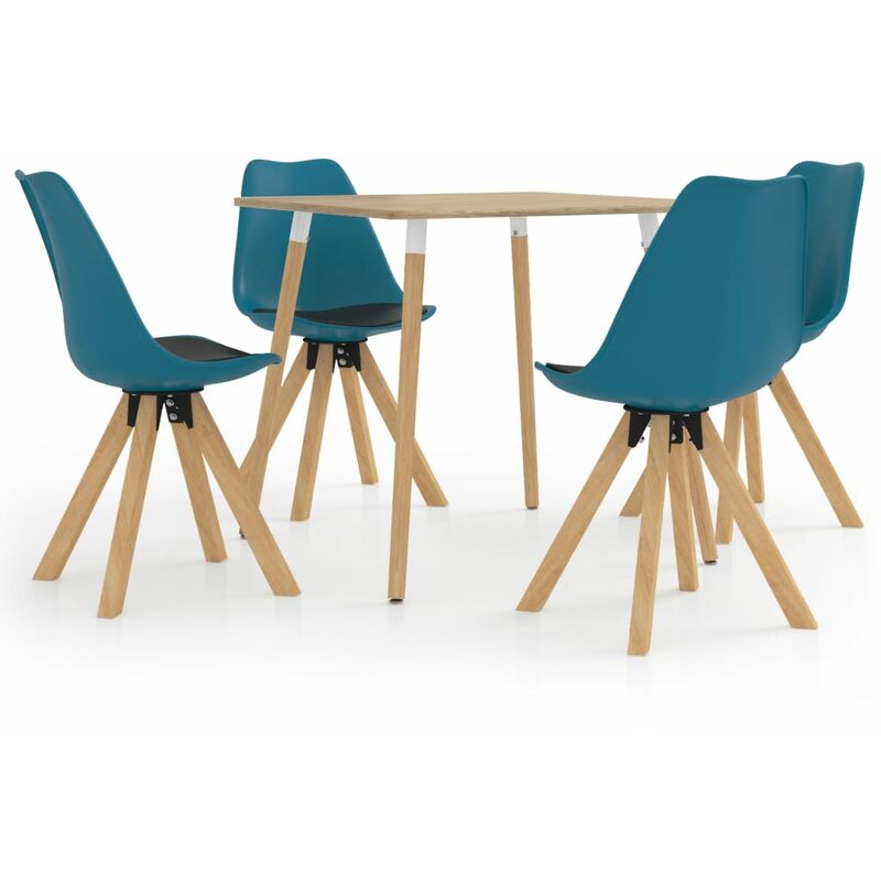 

vidaXL Juego de comedor 5 piezas negro y turquesa - Turquesa