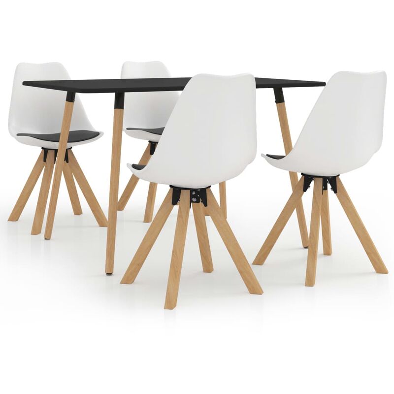 

vidaXL Juego de comedor 5 piezas blanco y negro - Blanco