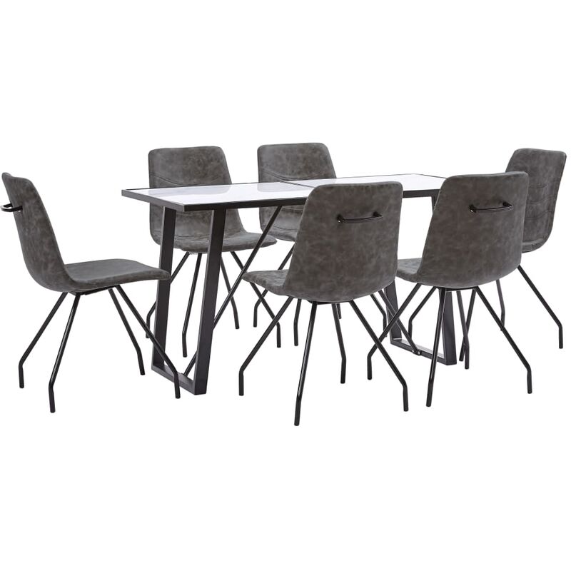 

Juego de Comedor Cuero Sintético 7 Piezas Marrón Oscuro - Marrón - Vidaxl